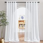 PONY DANCE White Net Curtains 90 Drop Pair - Linen Voile Curtains Extra Wide for Living Room/Bedroom/Patio Door, Eyelet Top Net Sheer Curtain 2 Panels, 66 Inches Wide Each Panel