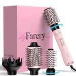 FARERY 4-in-1 Rotating Hair Dryer Brush Set – 1000W for Fast, Easy Blowout with Interchangeable 1.25" & 2" Rotatable Brushes, Oval Volumizer, and Diffuser – One Step Styling with Dual Bristles