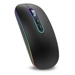 Rechargeable Wireless Mouse, 2.4G & Bluetooth Mouse for Laptop Slim Silent Mice Ergonomic Cordless Design with USB & 1600 DPI Compatible with Macbook iPad PC Computer Notebook Laptop