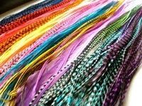 Feathers for Hair Extensions (60) 7"-10" Individual Vivid Color Grizzly & Solid Feathers Salon Quality Feathers