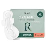 Rael Pads for Women, Organic Cotton Cover - Period Pads with Wings, Feminine Care, Sanitary Napkins, Heavy Absorbency, Unscented, Ultra Thin (Overnight, 20 Count)