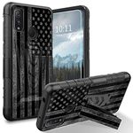 for Kyocera DuraSport 5G (C6930) Phone Case with Screen Protector, Shockproof Lightweight Heavy Duty Kickstand Rugged Cover Case Sleek Style for DuraSport 5G UW 6.1" - Dark American Flag