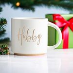 COLLECTIVE HOME - Couples Coffee Mug, Golden Hubby/Wifey Ceramic Coffee Mug, 15 Oz Coffee Cup, Husband And Wife Engagement Present (Hubby)