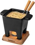 Boska Tapas Fondue Set Nero - Tapas Mini Fondue Set on Tea Light - 300 ml Volume for 175 gr Melted Cheese - Inc. Fondue Forks - Microwave Safe