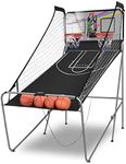 Giantex Foldable Basketball Arcade Game, 8 Game Options, Electronic Double Shot 2 Player w/ 4 Balls and LED Scoring System, Indoor Basketball Game for Kids, Adults