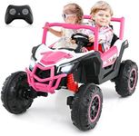 Costzon 24V Kids UTV, 4WD/2WD Switchable Kids Electric Car with Remote Control, 4 x 100W Powerful Engine, Soft Start, 4 Shock Absorbers, High/Low Speed, Music, 2-Seater Ride on Car for Kids 3+ (Pink)