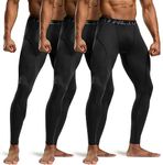 ATHLIO Men's Thermal Compression Pants, Athletic Running Tights & Sports Leggings, Wintergear Base Layer Bottoms, 3pack(lyp44) - Black/Black/Black, Medium