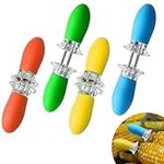 LLMSIX 8pcs (4 Pairs) Corn On The Cob Skewers Stainless Steel Sweetcorn Holders Corn On The Cob Corn Forks Holders Stripping Tool with Silicone Handle for Home Cooking BBQ Picnics Camping Parties