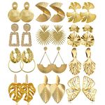 12 Pairs Gold Silver Geometric Earrings Exaggerated Statement Earrings Punk Stylish Sectored Twisted Earring Jewelry for Women(Gold), Zinc, Cubic Zirconia