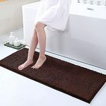 HOKIPO Shaggy Runner with Anti Skid Backing for Bathroom, Home, Bedroom, 40x120cm, Brown (AR3799)