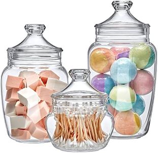 Amazing Abby - Embrace - Acrylic Bathroom Canisters (3-Piece Set), Plastic Apothecary Jars for Vanity, BPA-Free and Shatter-Proof, Great for Cotton Balls, Bath Sponges, Shower Balls, and More
