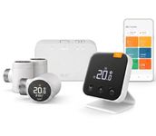 Bundle of tado Wireless Smart Thermostat X – Starter Kit with Bridge X and Stand, Boiler and Hot Water Control + tado° Smart Radiator Thermostat X – Trio Pack