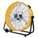 Tornado - 24 Inch High Velocity Heavy Duty Tilt Metal Drum Fan Yellow Commercial, Industrial Use 3 Speed 8540 CFM 1/3 HP 8 FT Cord UL Safety Listed