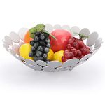 IGNPION Countertop Fruit Holder Basket Metal Fruit Storage Bowl Kitchen & Dinning Table Fruit Display Basket Bowl Bread Vegetable Storage Stand Holder, Silver