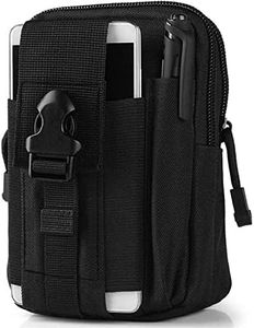 TOURTIER Tactical Molle Pouch, Compact Utility Belt Pouch, Military Army EDC Waist Bag with Cell Phone Holster for Sports, Hiking, Camping, Traveling (Black)