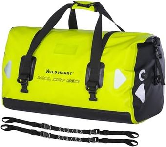 WILD HEART Waterproof Motorcycle Duffel Dry Bag PVC500D Double-bottom With Rope Straps and Inner Pocket 40L 66L 100L for Kayaking, Camping, Boating,Motorcycle/Surfing/Hiking(100L,Fluorescent green)