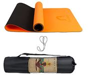 Bodylastics Yoga Mat for Men and Women with Carry Bag TPE 6ft x 2ft x 6mm Large Size Anti Slip & Anti Tear Workout Mat (Orange/Black)