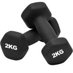 Neoprene Dumbbell Weights Pair Sweat Resistant Dumbbell Set 1KG 2KG 3KG 4KG 5KG Dumbbell Hand Weight for Home Exercise, 2KG