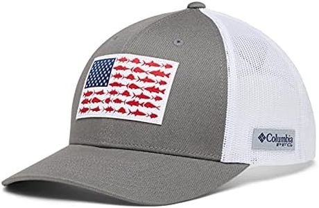 Columbia Men's PFG Fish Flag Snapback Ball Cap, Breathable, Adjustable , Titanium/White