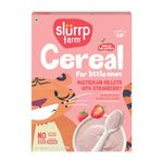 Slurrp Farm Mildly Sweetened with Jaggery Powder, No Refined Sugar | Multigrain Millets Cereal with Ragi, Strawberry and Rice Crispies | No Preservatives | Instant Cereal 300g