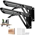 Barley Ears Shelf Bracket 2Pcs 8in Folding Shelve Brackets Heavy Duty Metal Shelving Support Bracket Wall Mounted Floating Shelve Bracket for DIY Book Shelf Bracket Table Chair ect