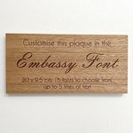 Cutncraft Designs Personalised wooden plaque/sign bespoke childs bedroom door/custom text - Embassy Font (20x9.5 cm / 8x3.7 inch)