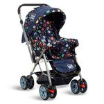 Mee Mee Little Explorer Baby Stroller/Pram for 0 to 3 Years, New Born/Kids, 5 Point Safety Harness, Adjustable backrest, 360 Swivel Wheel, Large Storage Basket, Reversible Handle (Navy Blue)
