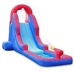 Sunny & Fun Compact Inflatable Water Slide Park – Heavy-Duty Nylon for Outdoor Fun - Climbing Wall, Slide, & Small Splash Pool – Easy to Set Up & Inflate with Included Air Pump & Carrying Case, Blue