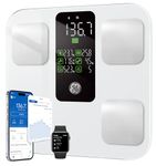 GE Smart Scale for Body Weight, Body Fat, BMI, Muscle Mass - Bathroom Scales with 14 Body Composition Metrics with Large Display, Accurate Bluetooth Weighing Machine with Fitness App, 400 lbs, White