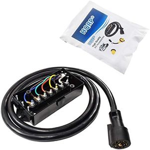 HQRP 7-Way RV Trailer Camper Truck Plug Cord w/ 7-Pole Wiring Junction Box / 7-Pin Inline Harness Cable Blade Wire Connector Towing Wiring Connect Kit - 6ft, Weatherproof and Corrosion Resistant
