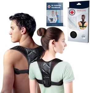 Doctor Developed Posture Support/Posture Correct/Stabilizer/Back Brace & Doctor Written Handbook - Fully Adjustable for Upper & Lower Back Pain & Support. Suitable for Men & Women (Black, Small)