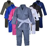 Jayefo Sports Brazilian Jiu Jitsu Gi for Kids and Children - BJJ Gi, Judo Gi, Karate Uniform and Taekwondo Uniform for Girls and Boys - Preshrunk Grappling Uniform Kimono - K2 - Gray Black