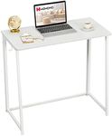 WOHOMO Folding Desk, 31.5" Small Desk for Small Spaces, Easy Assemble Foldable Computer Desk for Laptop, Mini Portable Working Table Narrow Wooden Writing Workstation for Home Office, White