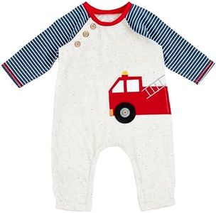 Mud Pie Baby Boy Firetruck Raglan One Piece ; 9-12 Months