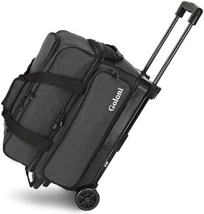Goloni Double Roller 2 Ball Bowling Bag with Separate Shoe Compartment,2 Ball Bowling Bag with Wheels,Retractable Handle Extends to 40"