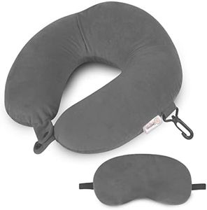 Destinio Neck Pillow for Travel, Memory Foam Neck Pillow, Travel Pillow with Velvet soft Washable cover, Neck Pillow Travel, Neck Pillow and Eye Masks set, Travel Pillow for Flights for Men and Women
