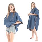 Quick Dry Surf Poncho Changing Towel Robe Hoodie for Adults Men Women,Microfiber Beach Wetsuit Tops Surfing Swimming Bathing Parka -One Size Fits All Dark Blue
