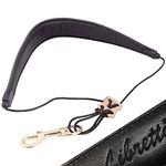 Libretto Deluxe Neck Strap - Pure Black - Soft Genuine Leather - Padded - Swivel Snap - For Alto/Tenor/Baritone/Soprano Saxophone, and More! AC023-2