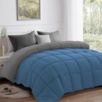 AYKA Reversible Comforter 220 GSM Microfiber Reversible AC Comforter/Blanket for Winter/Quilt/Dohar/Duvets for King Size Blanket/Comforter Double Bed (Grey & Medblue, 90 * 100")