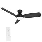Consciot Ceiling Fan With Light, 44 Inch Low Profile Ceiling Fan with remote control, 6 speed choice, DC motor, easy installation, for indoor and covered outdoor (black)