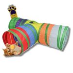 A+a Pets' Cat 3 Way Tunnel Toy | Interactive Multi Pet Puzzle Play Game for Cats, Kitten, and Puppies