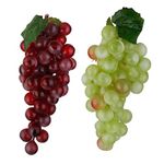 Realistic Plastic Grape Bunches - Purple and Green | Lifelike Fruits for Home Decor and Teaching Props