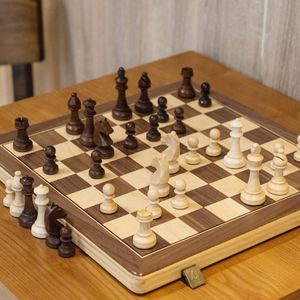 A&A 15" Wooden Chess Set – Classic Folding Board Game