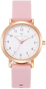 Wristology Mini Easy Change Band Numbers Rose Gold Watch Interchangeable Pink Silicone Strap - Read Analog Face with Second Hand for Women, Men, Nurses, Teachers, Seniors, EMT Olivia ORM08