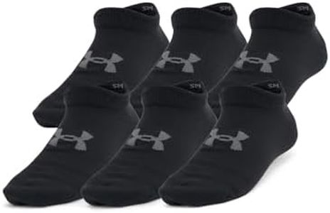 Under Armour Unisex-Child Youth Essential No Show Socks 6 Pack, (001) Black/Black/Castlerock, Medium