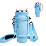 Mayoii Water Bottle Carrier Bag for Stanley Cup, Water Bottle Sling Fit Stanley Tumbler 40oz, Water Bottle Pouch with Adjustable Shoulder Strap, Water Bottle Holder for Walking Hiking Camping (Blue)