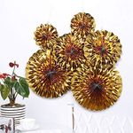 Shopperskart golden round shape paper fans for party decorations in theme happy happy birthday wedding anniversary theme baby shower welcome baby newborn babies festivals office new year christmas items materials set pack