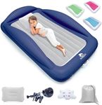 Sleepah Inflatable Toddler Travel Bed Portable Kids Air Mattress Set w Safety Bed Rail Guards for Kids & Toddlers – Set Includes Pump, Carry Case, Pillow & More - Perfect Transitional Cot (Grey)