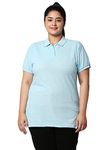 Wear Your Opinion Womens Plus Size Polo Collar Neck T-Shirt Top(2XL, Skyblue)