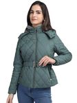 LURE URBAN Women Winter Wear Zipper Hooded Puffer Jacket Green XL